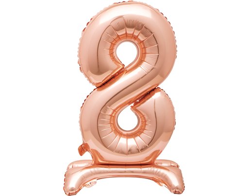 30in ROSE GOLD NUMBER 8 SHAPED STANDING FOIL BALLOON