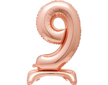30in ROSE GOLD NUMBER 9 SHAPED STANDING FOIL BALLOON