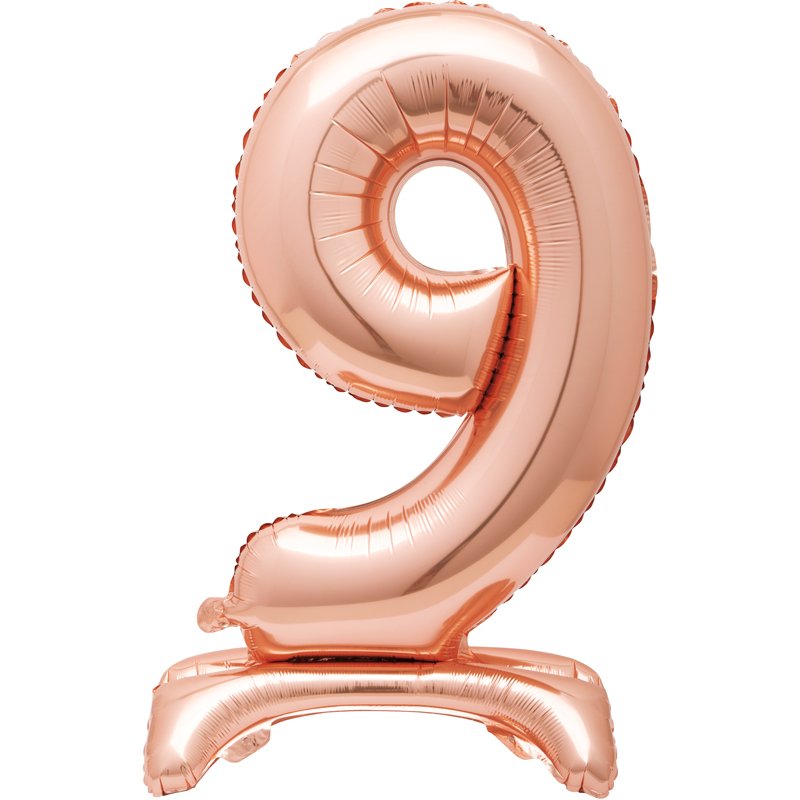 30in ROSE GOLD NUMBER 9 SHAPED STANDING FOIL BALLOON