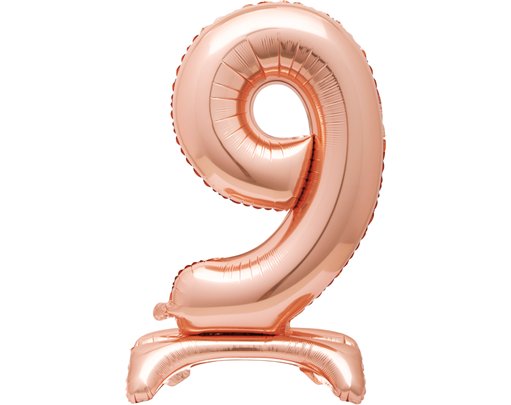 30in ROSE GOLD NUMBER 9 SHAPED STANDING FOIL BALLOON