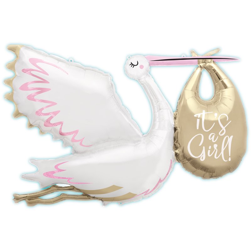 62in STORK IT'S A GIRL GIANT FOIL BALLOON