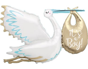 STORK IT'S A BOY GIANT FOIL BALLOON 62", PACKAGED