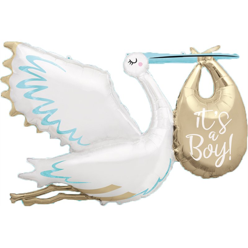STORK IT'S A BOY GIANT FOIL BALLOON 62", PACKAGED