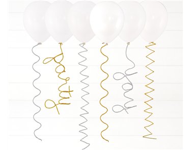 6PK SILVER & GOLD PIPE CLEANER BALLOON TAILS