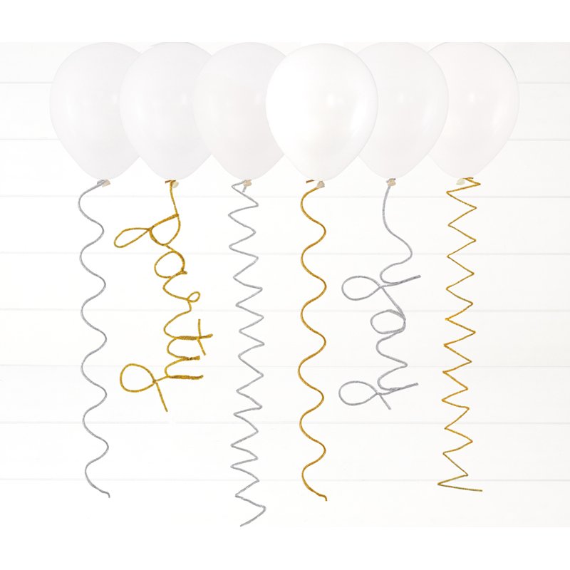6PK SILVER & GOLD PIPE CLEANER BALLOON TAILS
