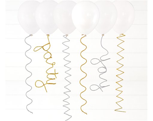 6PK SILVER & GOLD PIPE CLEANER BALLOON TAILS