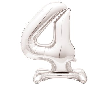 30in SILVER NUMBER 4 SHAPED STANDING FOIL BALLOON