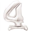 30in SILVER NUMBER 4 SHAPED STANDING FOIL BALLOON