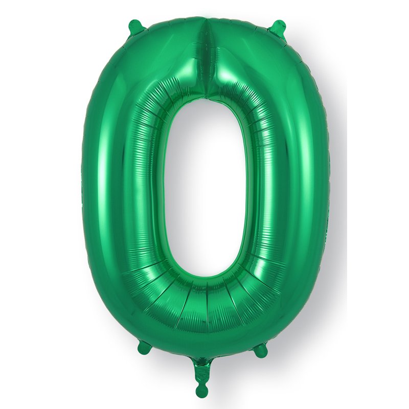 34in NUMBER 0 GREEN JUMBO FOIL BALLOON