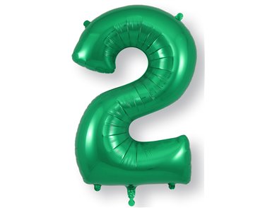 34in NUMBER 2 GREEN JUMBO FOIL BALLOON