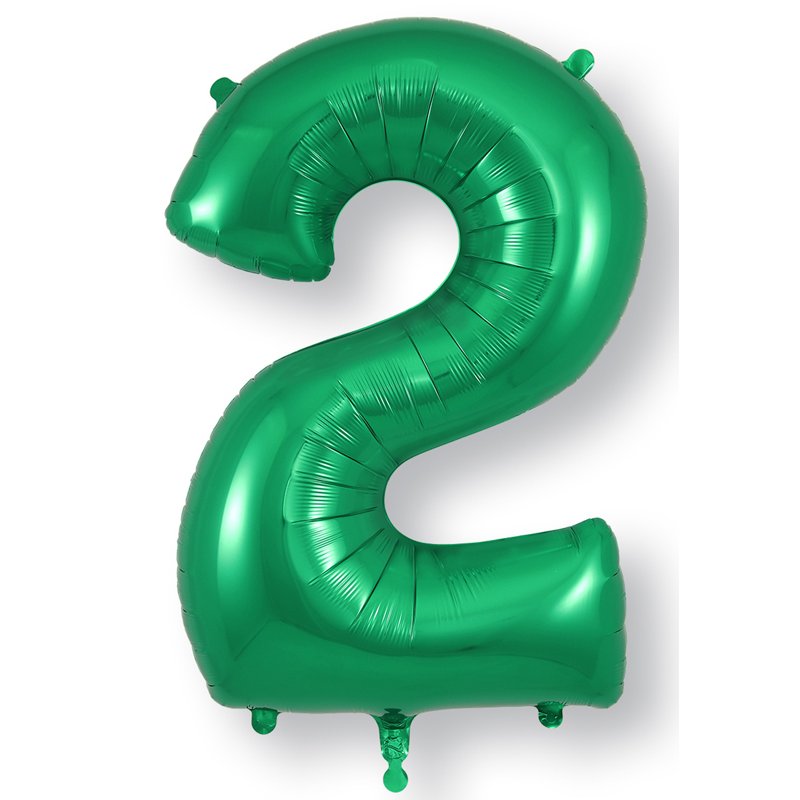 34in NUMBER 2 GREEN JUMBO FOIL BALLOON