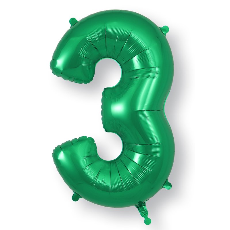 34in NUMBER 3 GREEN JUMBO FOIL BALLOON