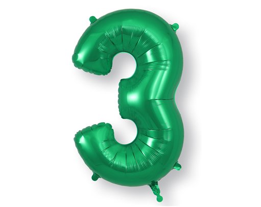 34in NUMBER 3 GREEN JUMBO FOIL BALLOON
