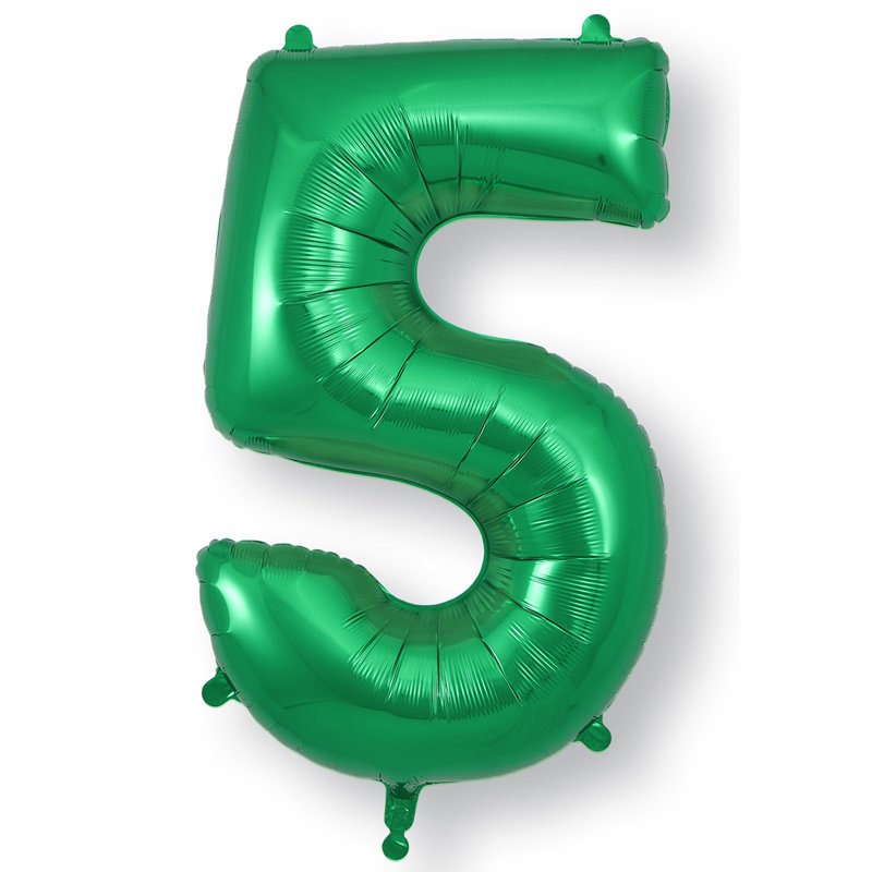34in NUMBER 5 GREEN JUMBO FOIL BALLOON