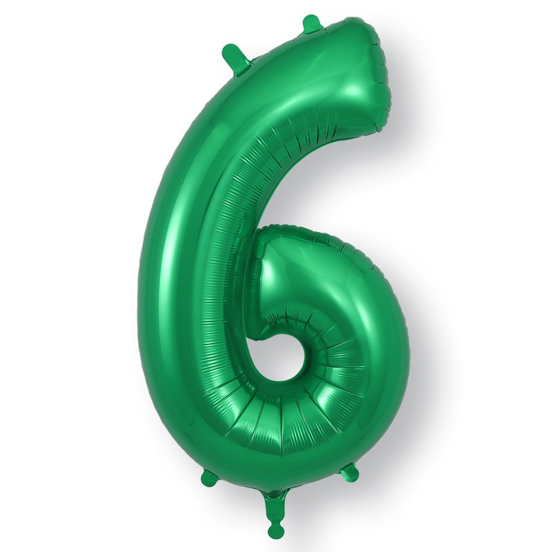 34in NUMBER 6 GREEN JUMBO FOIL BALLOON