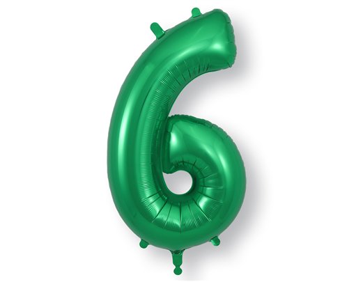 34in NUMBER 6 GREEN JUMBO FOIL BALLOON