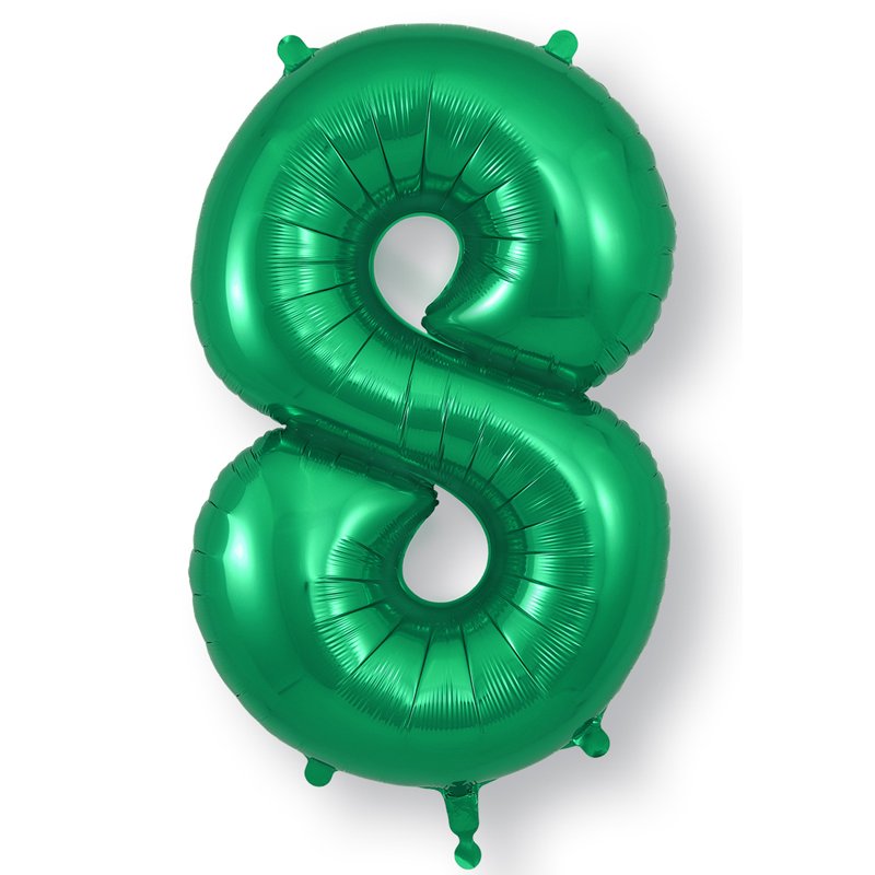 34in NUMBER 8 GREEN JUMBO FOIL BALLOON