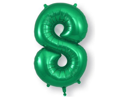 34in NUMBER 8 GREEN JUMBO FOIL BALLOON