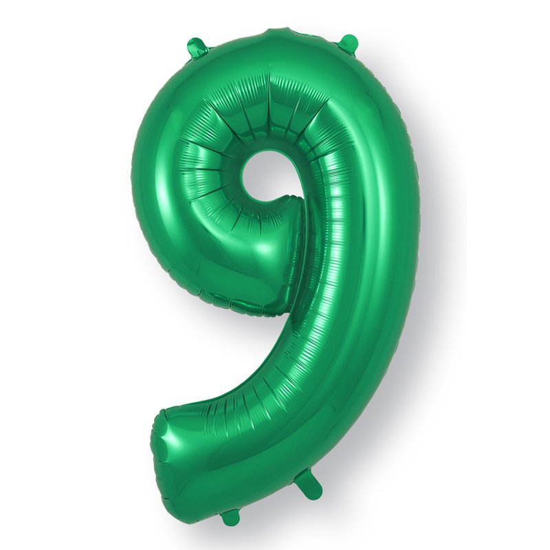 34in NUMBER 9 GREEN JUMBO FOIL BALLOON