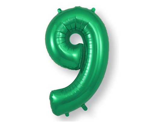 34in NUMBER 9 GREEN JUMBO FOIL BALLOON