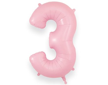 34in NUMBER 3 MATTE PINK JUMBO FOIL BALLOON