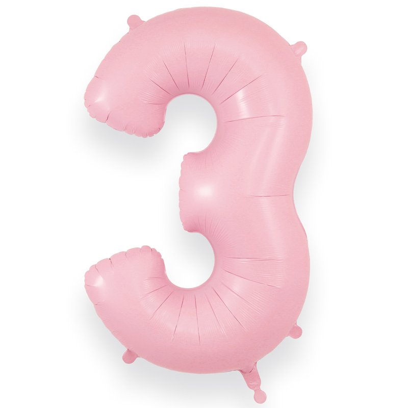34in NUMBER 3 MATTE PINK JUMBO FOIL BALLOON