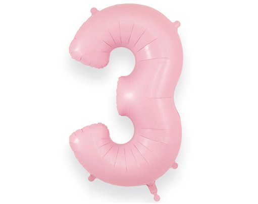 34in NUMBER 3 MATTE PINK JUMBO FOIL BALLOON
