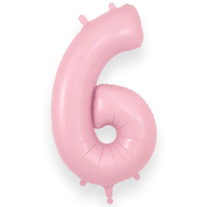 34in NUMBER 6 MATTE PINK JUMBO FOIL BALLOON