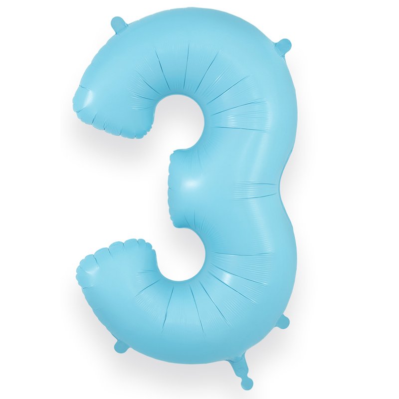 34in NUMBER 3 MATTE BLUE JUMBO FOIL BALLOON