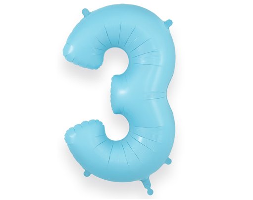 34in NUMBER 3 MATTE BLUE JUMBO FOIL BALLOON