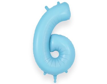 34in NUMBER 6 MATTE BLUE JUMBO FOIL BALLOON