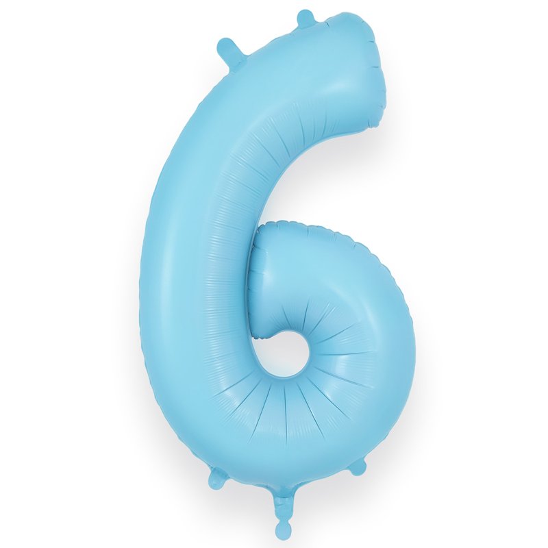 34in NUMBER 6 MATTE BLUE JUMBO FOIL BALLOON