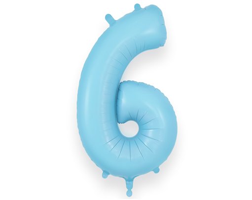 34in NUMBER 6 MATTE BLUE JUMBO FOIL BALLOON