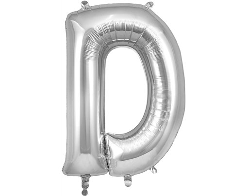 34in LETTER D SILVER JUMBO FOIL BALLOON