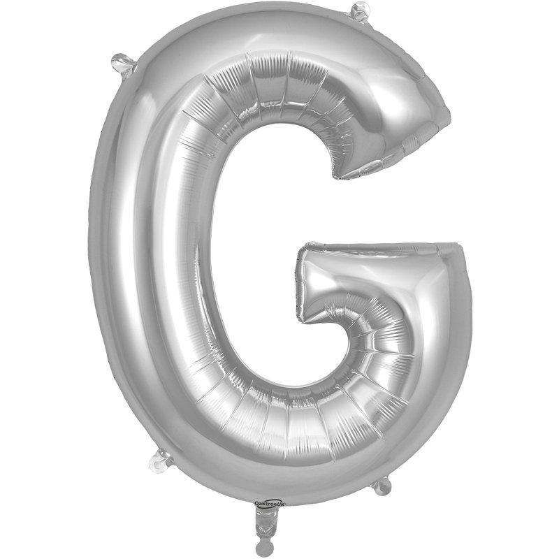 34in LETTER G SILVER JUMBO FOIL BALLOON