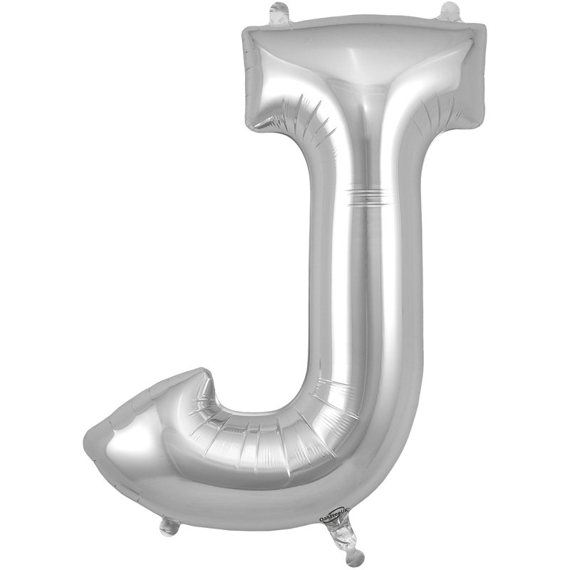 34in LETTER J SILVER JUMBO FOIL BALLOON