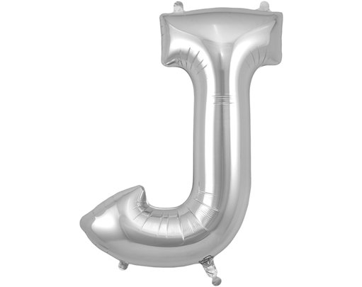 34in LETTER J SILVER JUMBO FOIL BALLOON