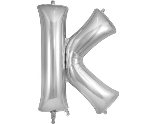 34in LETTER K SILVER JUMBO FOIL BALLOON