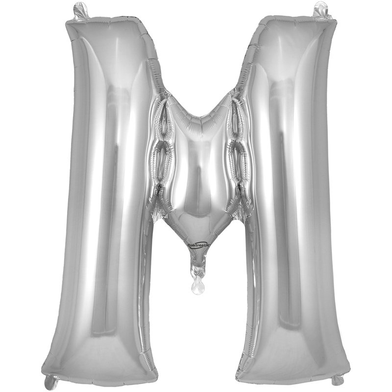 34in LETTER M SILVER JUMBO FOIL BALLOON