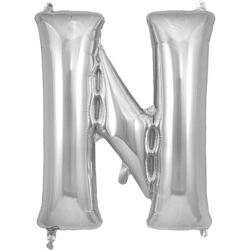 34in LETTER N SILVER JUMBO FOIL BALLOON
