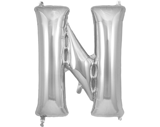 34in LETTER N SILVER JUMBO FOIL BALLOON