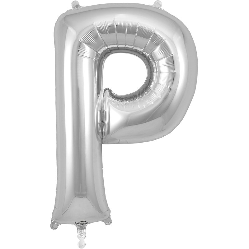 34in LETTER P SILVER JUMBO FOIL BALLOON