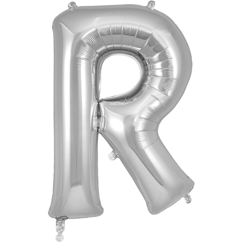 34in LETTER R SILVER JUMBO FOIL BALLOON