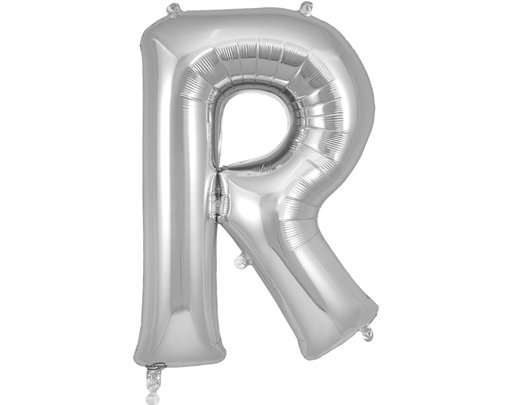 34in LETTER R SILVER JUMBO FOIL BALLOON