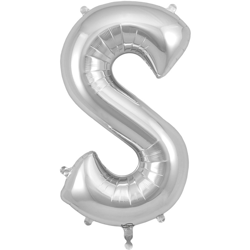 34in LETTER S SILVER JUMBO FOIL BALLOON