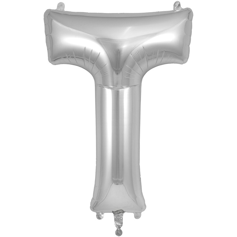 34in LETTER T SILVER JUMBO FOIL BALLOON