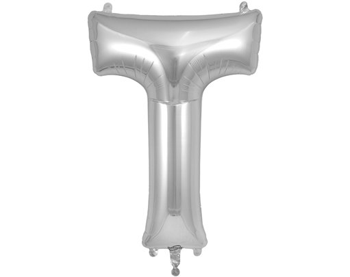 34in LETTER T SILVER JUMBO FOIL BALLOON