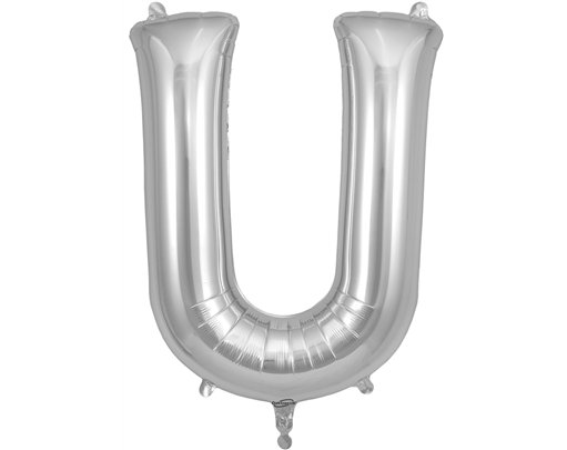 34in LETTER U SILVER JUMBO FOIL BALLOON