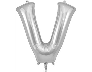 34in LETTER V SILVER JUMBO FOIL BALLOON