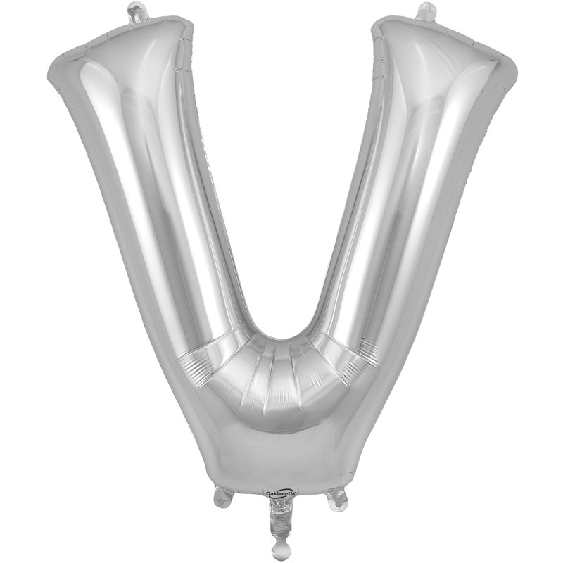 34in LETTER V SILVER JUMBO FOIL BALLOON